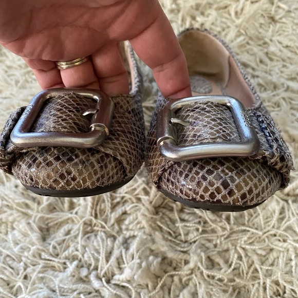 Fossil Snake Reptile Print with Silver Buckles Slip-Ons Flats Women’s Size 5.5 - Picture 2 of 10